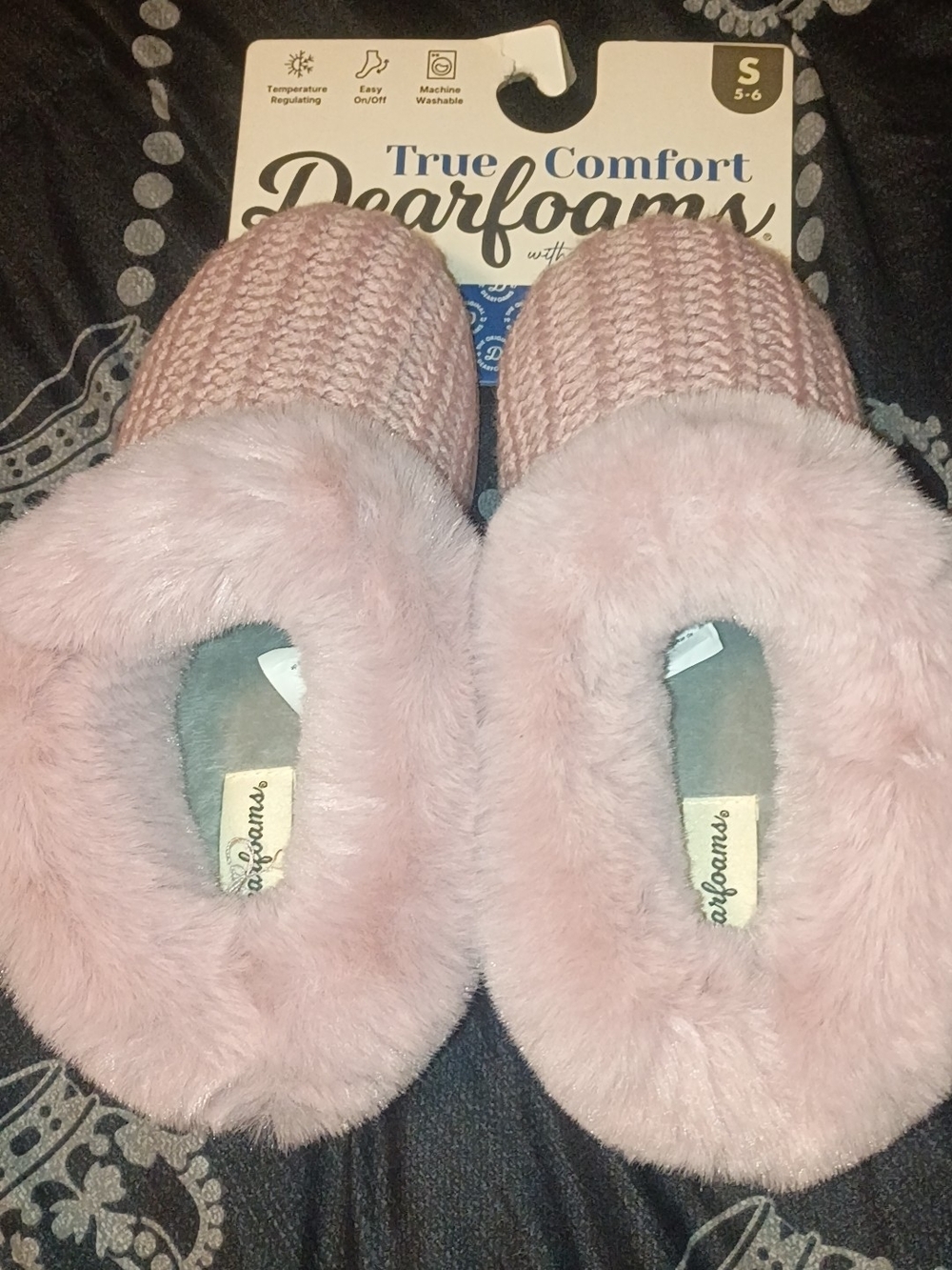 Dearfoams Pink Plush Knit Clog Slippers